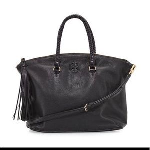 Tory Burch braided handle black leather bag